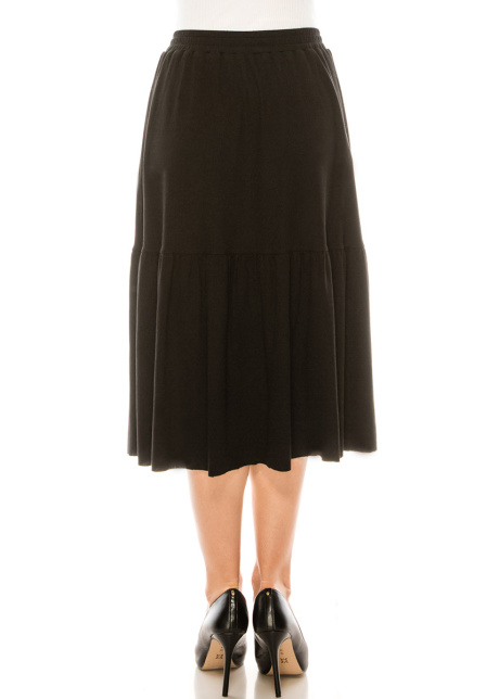 Button front flared maxi skirt in black