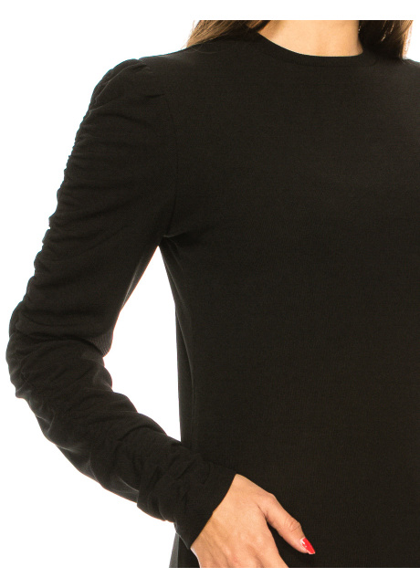Black T-Shirt With Draped Long Sleeves