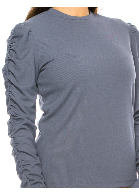 Blue T-Shirt With Draped Long Sleeves