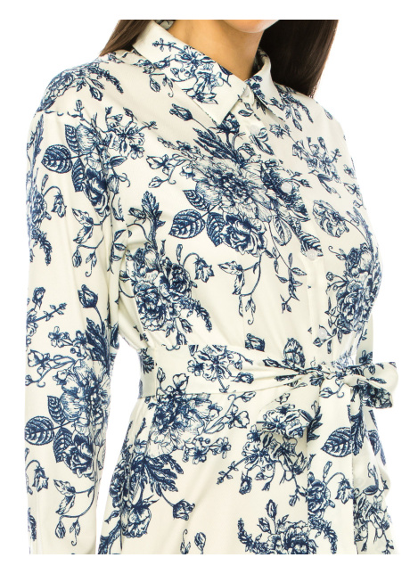 White Maxi Dress With Blue Floral Print