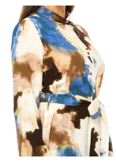 Long Sleeve Abstract Print Maxi Dress