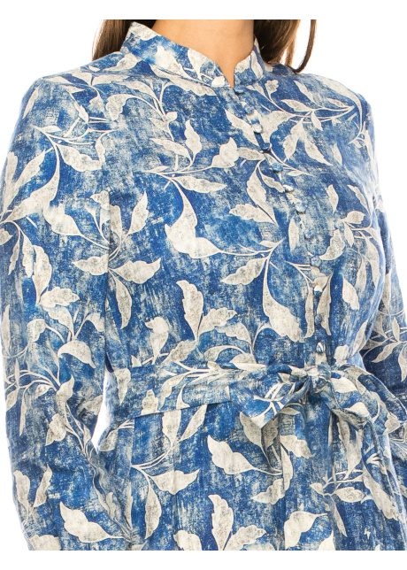 Leaf Print Dress in Blue