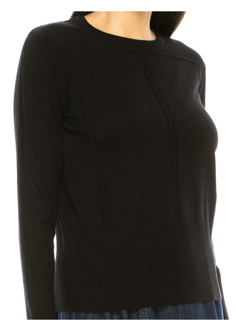 Black Knit Sweater With Stripes