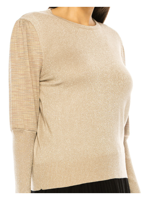 Leg-Of-Mutton Sleeve Sweater In Beige