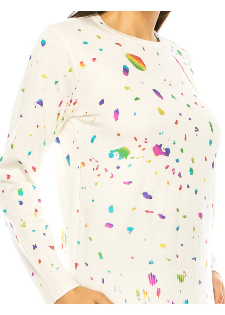 Colorful Speckled White Sweater