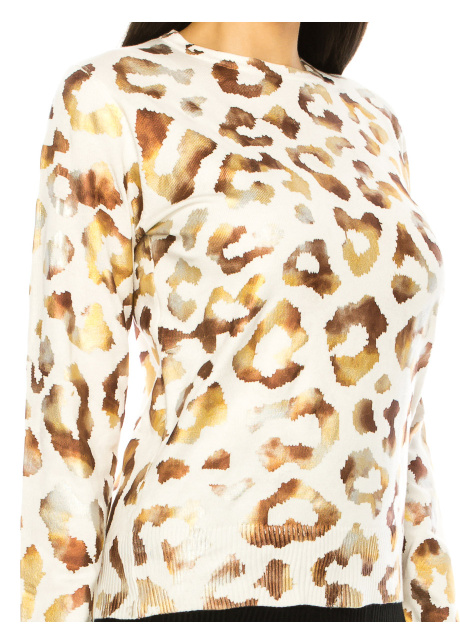 Spotty Sweater In White And Gold