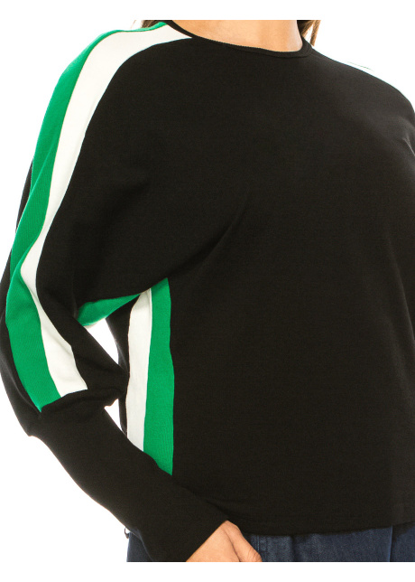 Long Sleeve Crew Neck T-Shirt With Side Stripes