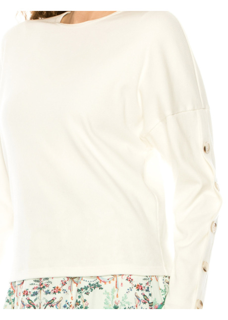 White Dropped Shoulder Long Sleeve T-Shirt