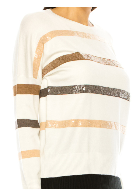 White Sweater With Shiny Stripes