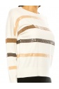 White Sweater With Shiny Stripes