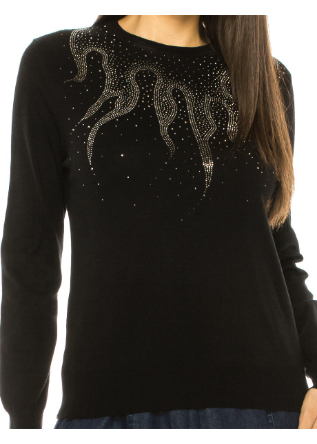 Black Embellished Knit Sweater