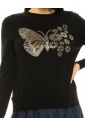 Black Embellished Butterfly Knit Sweater