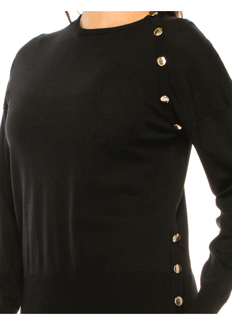 Black Button Decor Sweater