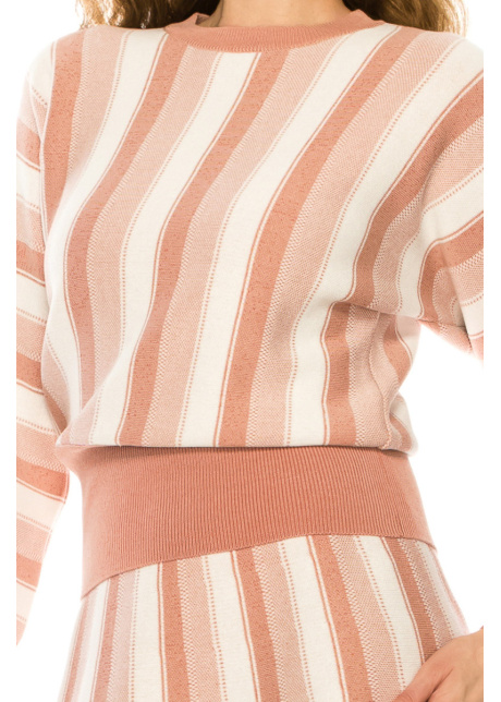 Pink Striped Knit Top 