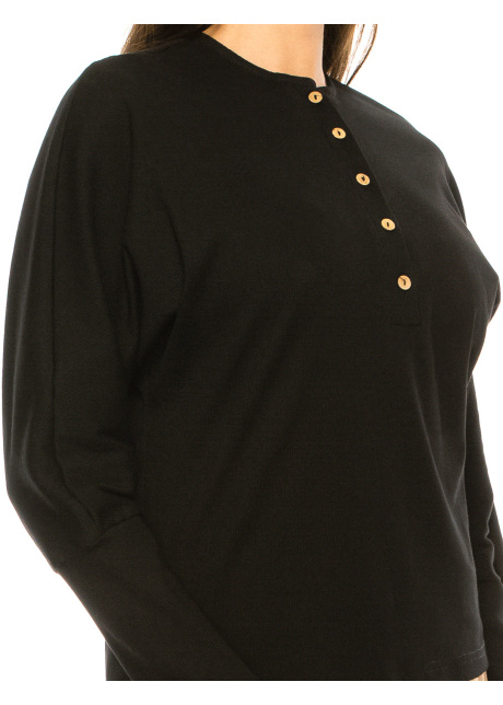 Black Leg-Of-Mutton Long Sleeve T-Shirt