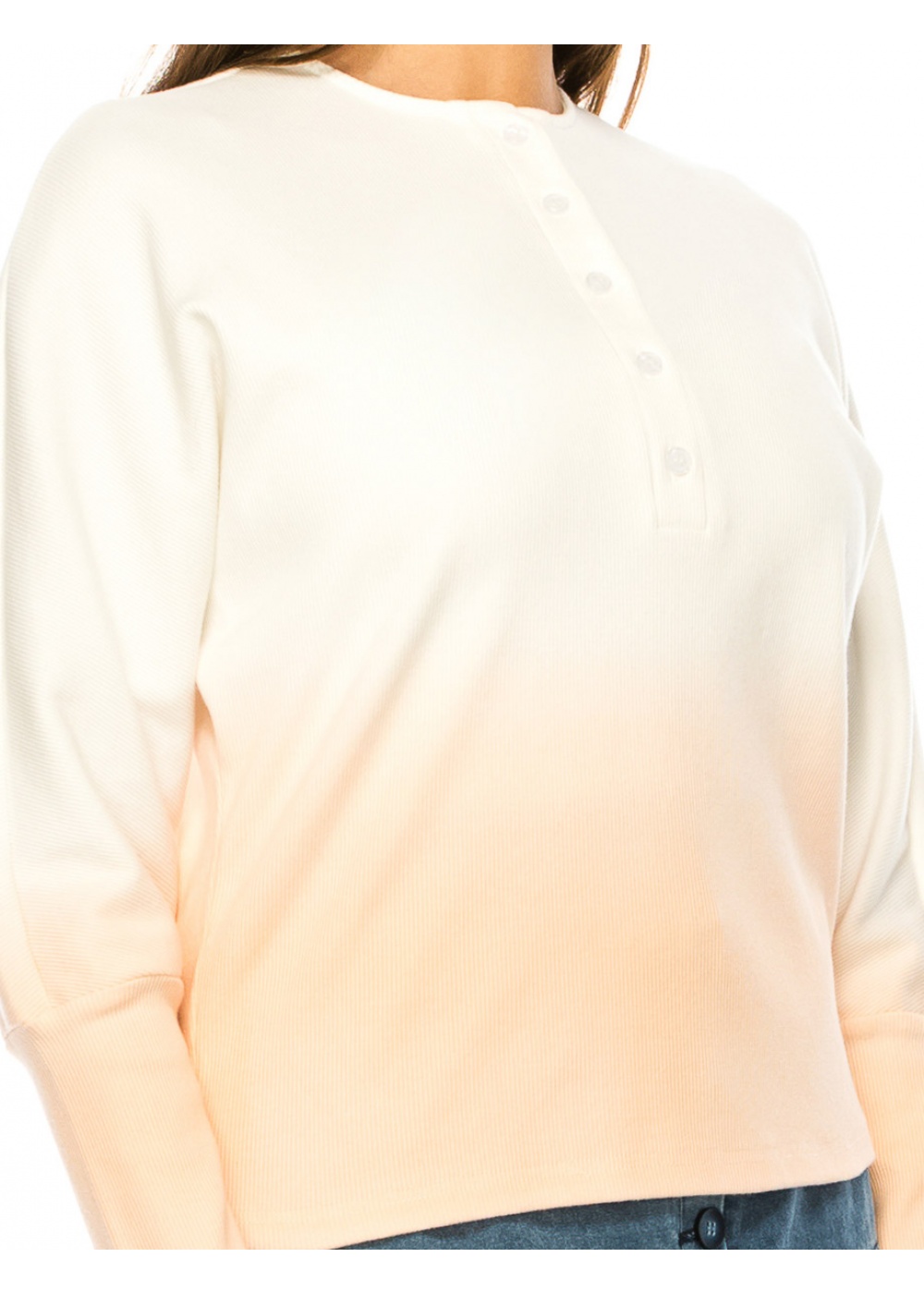 Orange Long Sleeve T-Shirt With Quarter Button