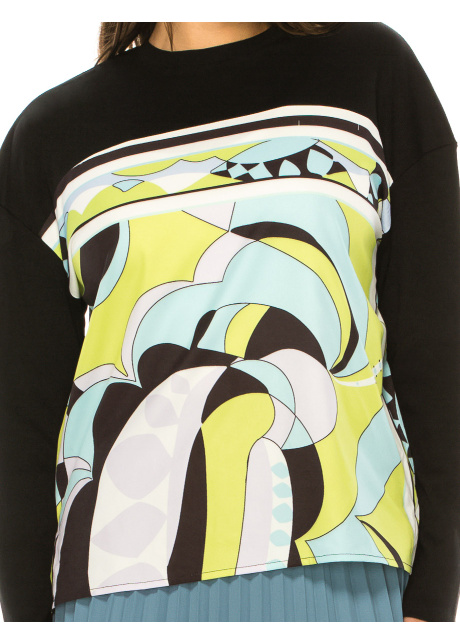 Crew Neck Long Sleeve T-Shirt With Abstract Print