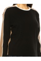 Color Contrast Long Sleeve T-Shirt In Black And Camel