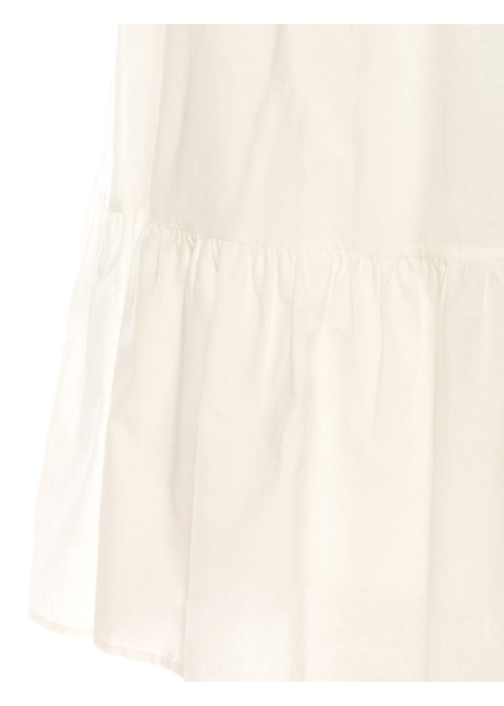 Tiered White Linen Maxi Skirt