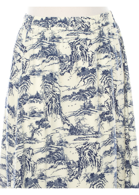 Toile-Print Chiffon Maxi Skirt