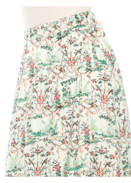Floral Green Tiered Maxi Skirt