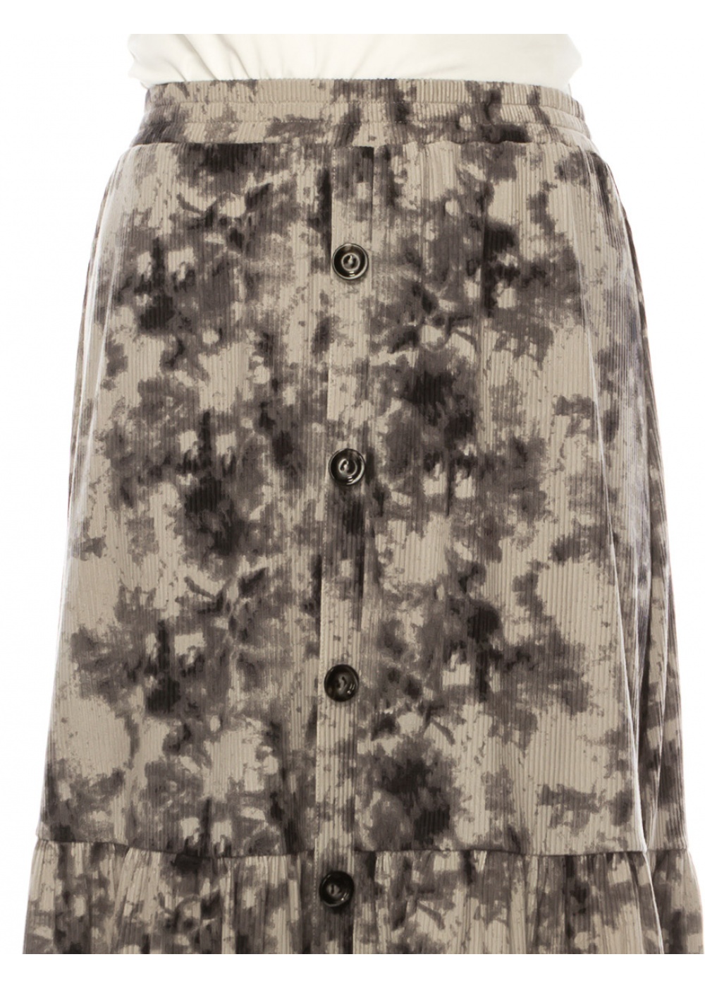 Flared Hem Printed Midi Skirt in Grey