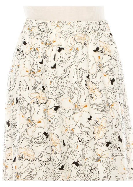 Printed A-Line Maxi Skirt In White