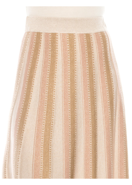 Pink Vertical Stripes Midi Skirt