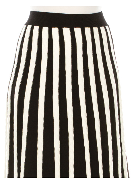 Striped Pleated Black And White Skirt