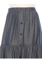 Button-Front Flared Denim Skirt