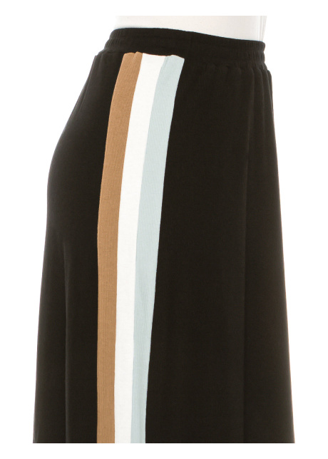 Black Maxi Knit Skirt With Side Stripes