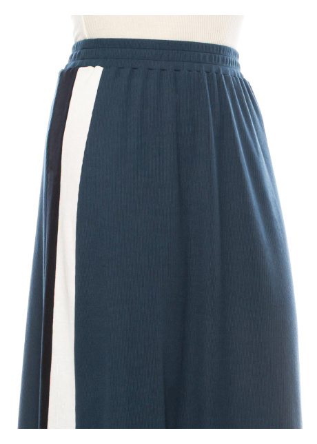 Blue Maxi Knit Skirt With Side Stripes