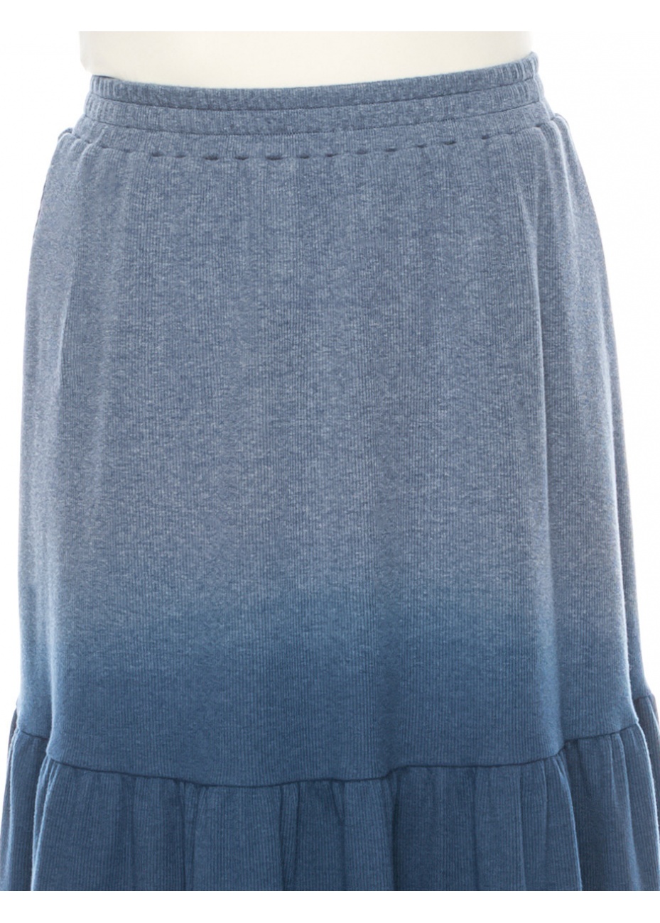 Blue Flared Knit Skirt