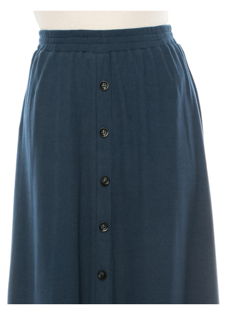 Blue Knit Button Detail Maxi Skirt