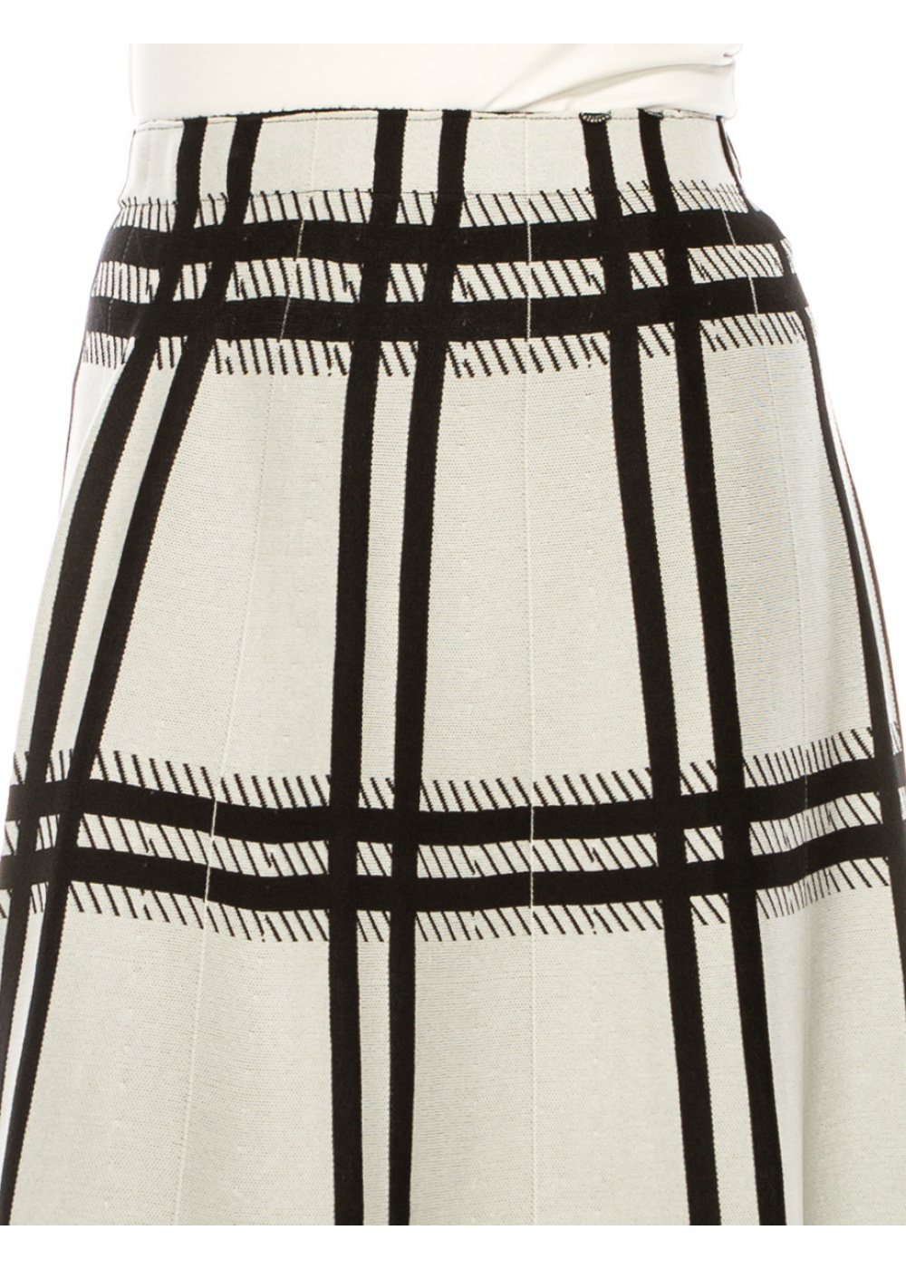 White A-Line Plaid Skirt