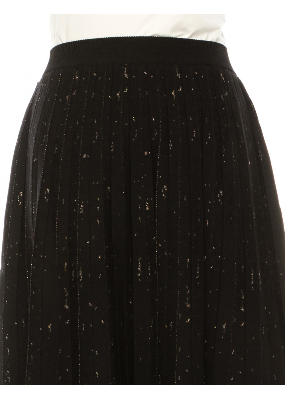 Black Printed Midi Pleated Skirt