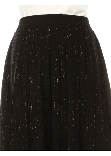 Black Printed Midi Pleated Skirt
