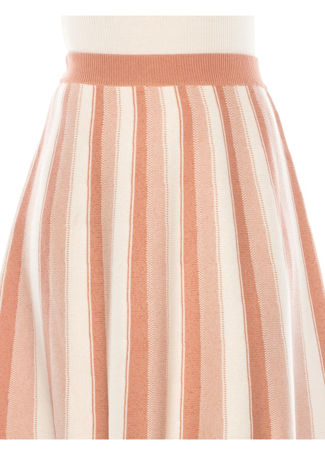 Striped Midi Knit Skirt in Pink And White