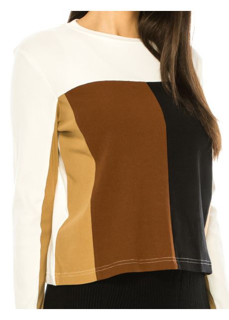Multi Color Block Long Sleeve T-Shirt