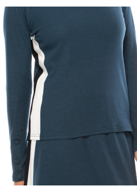 Blue Long Sleeve T-Shirt With Side Stripes