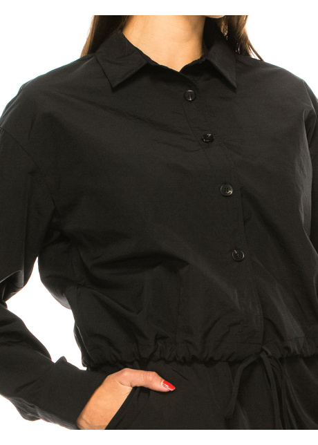 Black Nylon Long Sleeve T-Shirt