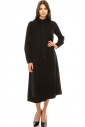 Long Sleeves Black Twill Midi Dress