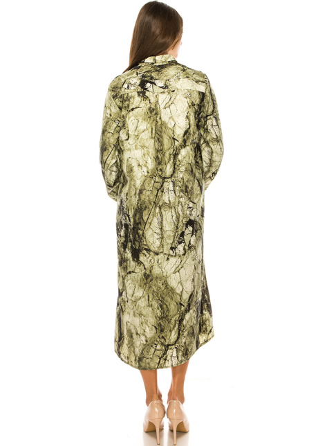 Green Midi Abstract Print Dress