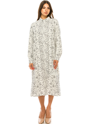 White Midi Printed Dress