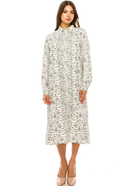 White Midi Printed Dress