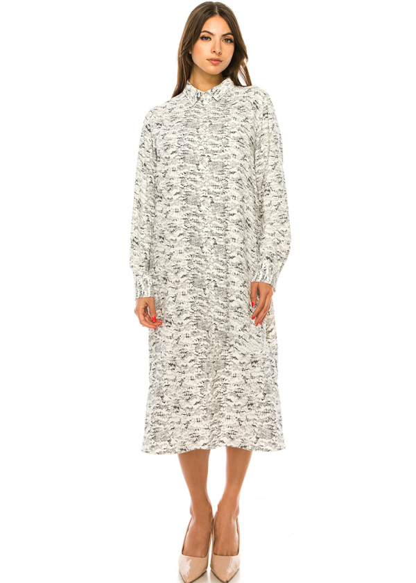 White Midi Printed Dress
