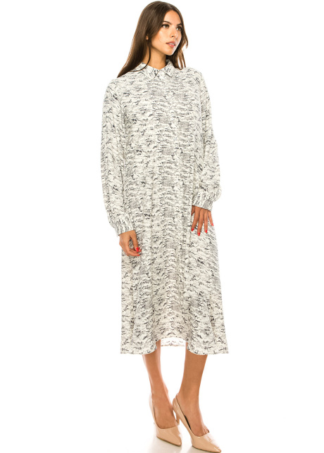 White Midi Printed Dress