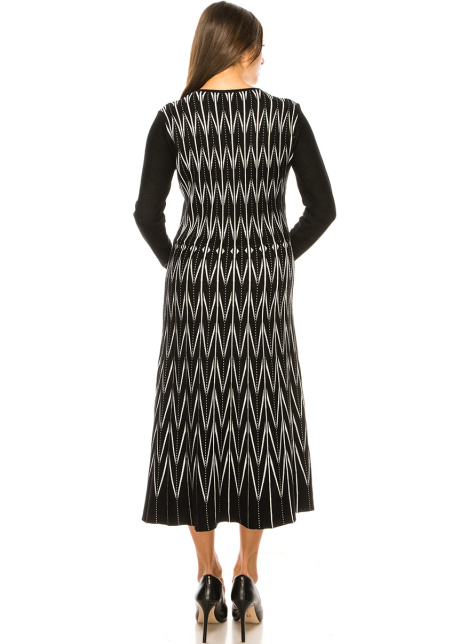 Black & White Zig-Zag Midi Dress