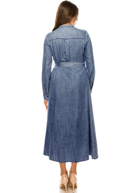Dark Blue Denim Maxi Dress