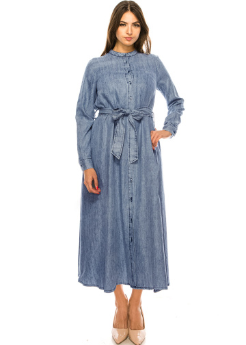 Dark Blue Denim Maxi Dress